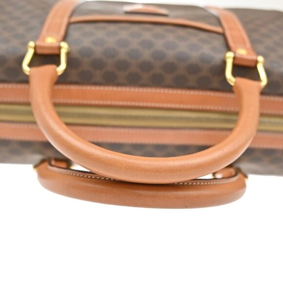 CELINE Macadam Pattern Boston Travel Bag PVC Leather Brown 268-082525 - Picture 10 of 15